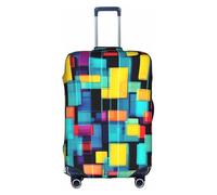 WXZYFP Square geometry diagram The protective cover for the suitcase with a double-sided unique print helps you avoid taking the wrong suitcase during travel., White, Large