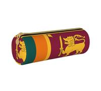 WXZYFP Sri Lanka Flag Environmentally friendly cross-grain leather pencil case, lightweight and portable, suitable for daily use.