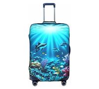 WXZYFP Submarine Coral Rays The protective cover for the suitcase with a double-sided unique print helps you avoid taking the wrong suitcase during travel., White, Large