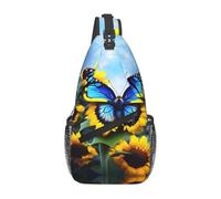 WXZYFP Sunflower Blue Butterfly It is a casual crossbody bag for men with high storage capacity and a patch pocket on each side.