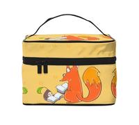 WXZYFP Sunflower seeds and foxes Multifunctional portable cosmetic bag with internal and external layered design, easy to organize various supplies.