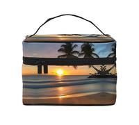 WXZYFP Sunset beach Travel cosmetic bag, essential for outdoor travel enthusiasts, has a simple internal structure.