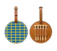 WXZYFP Swedish flag Brown Single-sided printed PU leather golf tee storage bag, 5-tack design with a 20cm belt clip.
