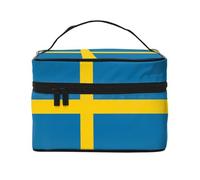 WXZYFP Swedish flag Multifunctional portable cosmetic bag with internal and external layered design, easy to organize various supplies.