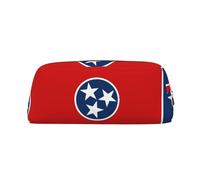 WXZYFP Tennessee State Flag The pencil case is made of cross-grain leather (PVC), 100% polyester lining, and full-screen printing