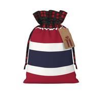 WXZYFP Thailand Flag Colorblock linen drawstring gift bag, 100% polyester, suitable for Christmas gift packaging