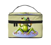 WXZYFP The funny frog doing yoga Multifunctional portable cosmetic bag with internal and external layered design, easy to organize various supplies.