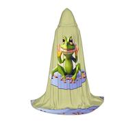 WXZYFP The funny frog doing yoga Small hooded cape for teenagers, suitable for Halloween and theme parties, easy to wash and care.
