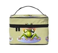 WXZYFP The funny frog doing yoga Travel cosmetic bag, essential for outdoor travel enthusiasts, has a simple internal structure.