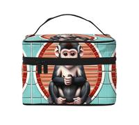 WXZYFP The silent monkey Multifunctional portable cosmetic bag with internal and external layered design, easy to organize various supplies.