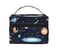 WXZYFP The Solar Family Multifunctional portable cosmetic bag with internal and external layered design, easy to organize various supplies.