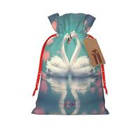 WXZYFP The swan in love Linen drawstring gift bag, Christmas, birthday, party gift packaging, easy to wash