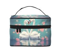 WXZYFP The swan in love Multifunctional portable cosmetic bag with internal and external layered design, easy to organize various supplies.