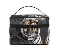 WXZYFP Tiger at rest Travel cosmetic bag, essential for outdoor travel enthusiasts, has a simple internal structure., Black, One Size