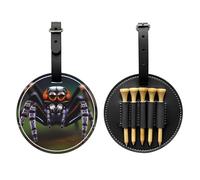 WXZYFP Tropical rainforest spiders Black Single-sided printed PU leather golf tee storage bag, 5-tack design with a 20cm belt clip.
