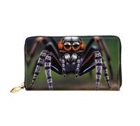 WXZYFP Tropical rainforest spiders Leather long wallet, double-sided printing, microfiber leather material, unisex, waterproof and durable, Black, One Size