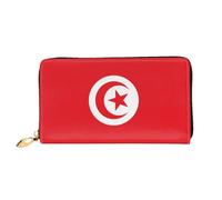 WXZYFP Tunisian flag Leather long wallet, double-sided printing, microfiber leather material, unisex, waterproof and durable