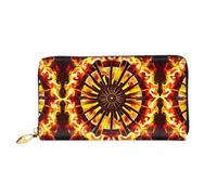 WXZYFP Turning the flame Leather long wallet, double-sided printing, microfiber leather material, unisex, waterproof and durable, Black, One Size