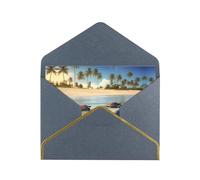 WXZYFP turtles on the beach Black Gold-edged pearlescent paper greeting card, the paper is thick and tough, and it can be opened and closed by folding.