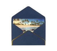 WXZYFP turtles on the beach Blue Gold-edged pearlescent paper greeting card, the paper is thick and tough, and it can be opened and closed by folding.