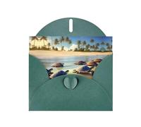 WXZYFP turtles on the beach Dark Green Pearlescent paper greeting cards, shining on both sides, suitable for holiday greetings.