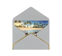 WXZYFP turtles on the beach Light Grey Gold-edged pearlescent paper greeting card, the paper is thick and tough, and it can be opened and closed by folding.