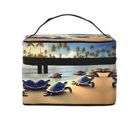 WXZYFP turtles on the beach Travel cosmetic bag, essential for outdoor travel enthusiasts, has a simple internal structure., Black, One Size