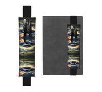 WXZYFP UFO landing Printed double-sided leather (PVC) pencil case bookmark, holds 2-3 pens 8 to 10 inches tall