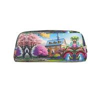 WXZYFP Unicorn Fairy Tale The pencil case is made of cross-grain leather (PVC), 100% polyester lining, and full-screen printing