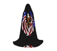 WXZYFP USA Flag Patriotic Eagle Medium hooded cape for teenagers, suitable for Halloween and theme parties, easy to wash and care.