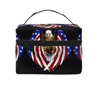 WXZYFP USA Flag Patriotic Eagle Multifunctional portable cosmetic bag with internal and external layered design, easy to organize various supplies.
