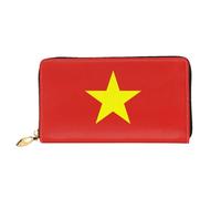 WXZYFP Vietnamese flag Leather long wallet, double-sided printing, microfiber leather material, unisex, waterproof and durable