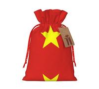 WXZYFP Vietnamese flag Linen drawstring gift bag, Christmas, birthday, party gift packaging, easy to wash