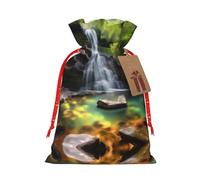 WXZYFP Waterfall Views Linen drawstring gift bag, Christmas, birthday, party gift packaging, easy to wash