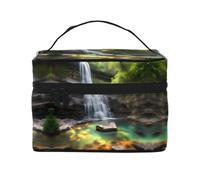 WXZYFP Waterfall Views Travel cosmetic bag, essential for outdoor travel enthusiasts, has a simple internal structure., Black, One Size