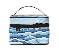 WXZYFP Waves lapping at the rocks Multifunctional portable cosmetic bag with internal and external layered design, easy to organize various supplies.