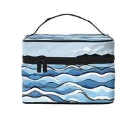 WXZYFP Waves lapping at the rocks Travel cosmetic bag, essential for outdoor travel enthusiasts, has a simple internal structure., Black, One Size