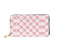 WXZYFP White Chrysanthemum Texture Chart Leather long wallet, double-sided printing, microfiber leather material, unisex, waterproof and durable