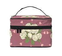 WXZYFP White Rose of Love Travel cosmetic bag, essential for outdoor travel enthusiasts, has a simple internal structure.