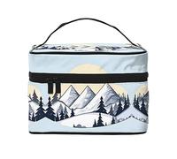 WXZYFP White Snowy Mountains Travel cosmetic bag, essential for outdoor travel enthusiasts, has a simple internal structure., Black, One Size