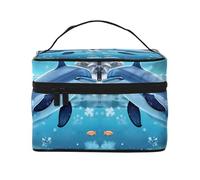 WXZYFP winter the dolphin Multifunctional portable cosmetic bag with internal and external layered design, easy to organize various supplies.