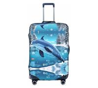 WXZYFP winter the dolphin The protective cover for the suitcase with a double-sided unique print helps you avoid taking the wrong suitcase during travel., White, Large