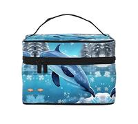 WXZYFP winter the dolphin Travel cosmetic bag, essential for outdoor travel enthusiasts, has a simple internal structure., Black, One Size