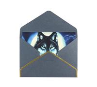 WXZYFP wolf under moon Black Gold-edged pearlescent paper greeting card, the paper is thick and tough, and it can be opened and closed by folding.
