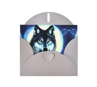 WXZYFP wolf under moon Gray Pearlescent paper greeting cards, shining on both sides, suitable for holiday greetings.