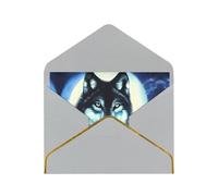 WXZYFP wolf under moon Light Grey Gold-edged pearlescent paper greeting card, the paper is thick and tough, and it can be opened and closed by folding.