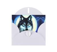 WXZYFP wolf under moon White Pearlescent paper greeting cards, shining on both sides, suitable for holiday greetings.