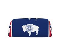 WXZYFP Wyoming State Flag The pencil case is made of cross-grain leather (PVC), 100% polyester lining, and full-screen printing