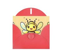 WXZYFP Yellow bee Red Pearlescent paper greeting cards, shining on both sides, suitable for holiday greetings.