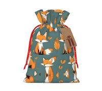 WXZYFP Yellow fox Linen drawstring gift bag, Christmas, birthday, party gift packaging, easy to wash